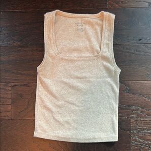 American Eagle “Main Squeeze” ribbed square tank in light oat colour size XS